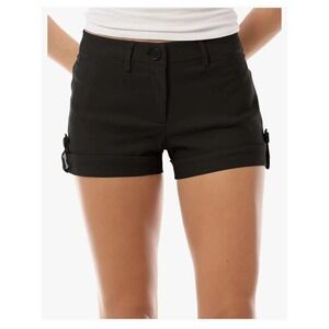 Design‎ by Olivia Shorts Womens L Black Cuffed Button Tab Stretch Preppy Casual